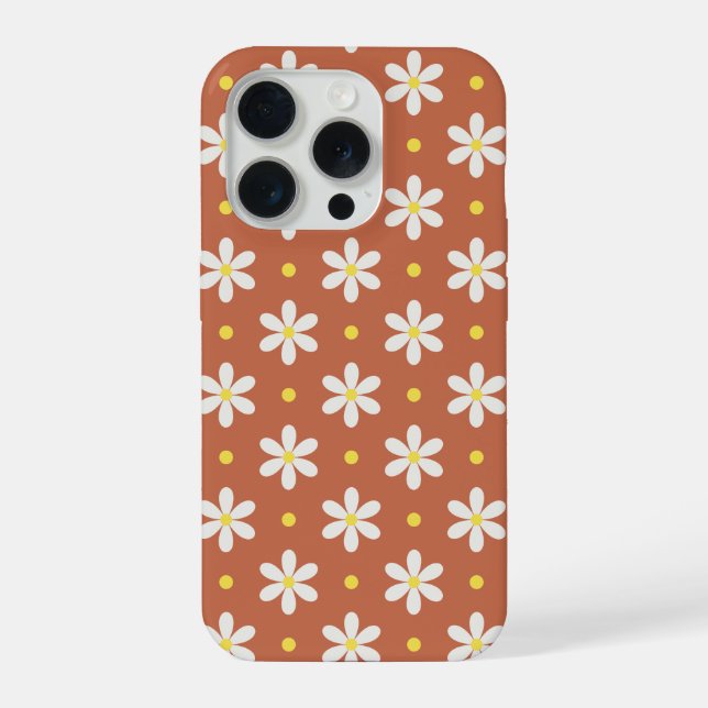 Funda Para iPhone Fondo personalizado con patrón de margaritas blanc (Reverso )