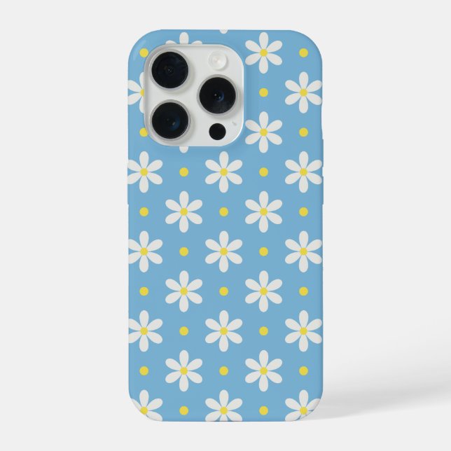 Funda Para iPhone Fondo personalizado con patrón de margaritas blanc (Reverso )