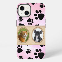 Fondo rojo con patas, foto del mascota personaliza
