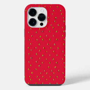 Funda Para iPhone 14 Pro Max Fondo rojo divertido de fresa