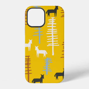 Funda Para iPhone 12 Fondo tribal con caballos y árboles, bosque creati