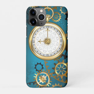Funda Para iPhone 11Pro Fondo turquesa de vapor con engranajes