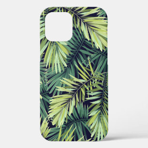 Funda Para iPhone 12 Fondo verde brillante con plantas tropicales. Cost