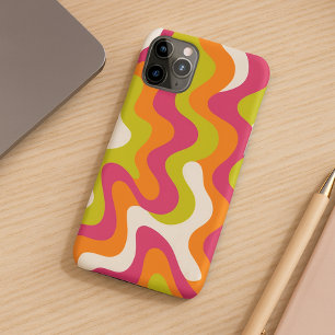Funda Para iPhone 16 Pro Max Formas Amorfos Verde Lima Rosa Caliente Patrón de