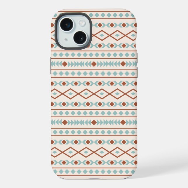 Funda Para iPhone Formas aztecas Patrón Arrosto Crema Verde azulada (Reverso )
