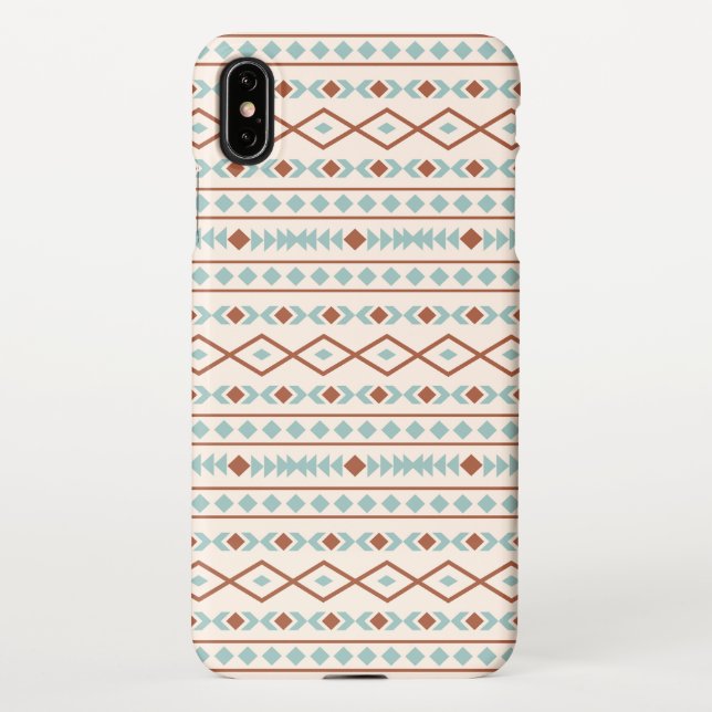 Funda Para iPhone Formas aztecas Patrón Arrosto Crema Verde azulada (Reverso)