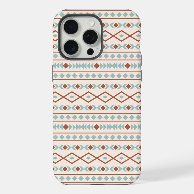 Funda Para iPhone Formas aztecas Patrón Arrosto Crema Verde azulada (Reverso )