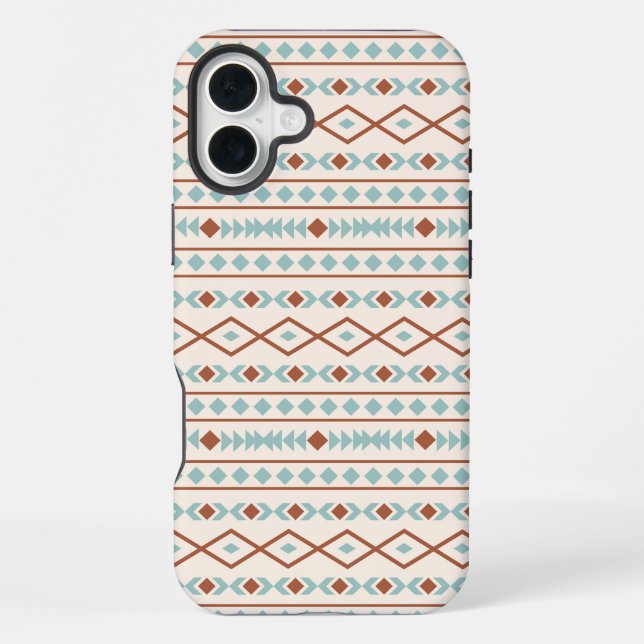 Funda Para iPhone Formas aztecas Patrón Arrosto Crema Verde azulada (Reverso )
