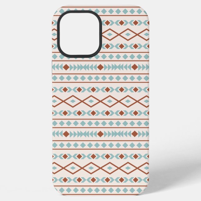Funda Para iPhone Formas aztecas Patrón Arrosto Crema Verde azulada (Reverso )