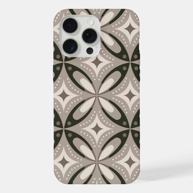 Funda Para iPhone Formas circulares retro beige y marrón (Reverso )