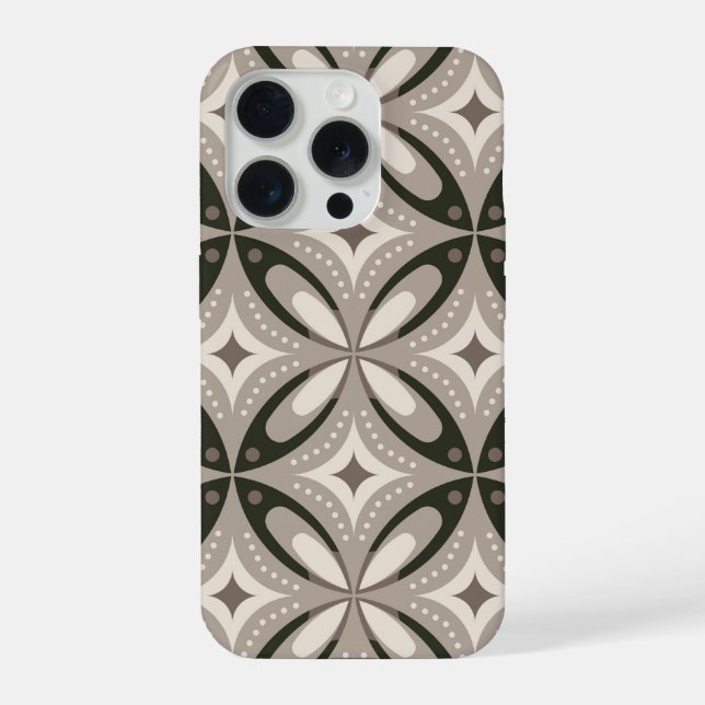 Funda Para iPhone Formas circulares retro beige y marrón (Reverso )