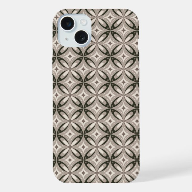 Funda Para iPhone Formas circulares retro beige y marrón (Reverso )