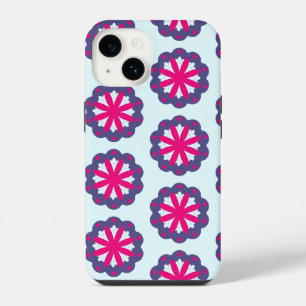 Funda Para iPhone 14 Formas florales moradas y rosadas