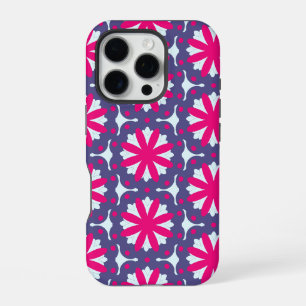 Funda Para iPhone 16 Pro Formas florales moradas y rosadas