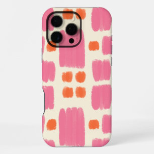 Funda Para iPhone 16 Pro Max Formas pintadas de rosa y naranja sobre un fondo c