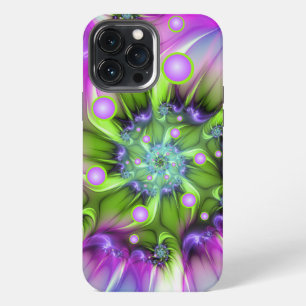 Funda Para iPhone 13 Pro Max Formas redondas en espiral coloridas arte fractal 