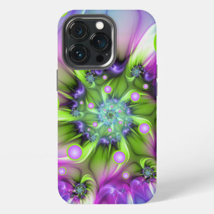 Funda Para iPhone 13 Pro Formas redondas en espiral coloridas arte fractal