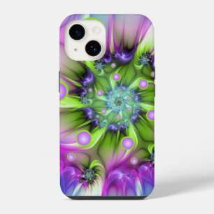 Funda Para iPhone 14 Formas redondas en espiral coloridas arte fractal