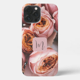 Funda Para iPhone 13 Pro Max Foto adorable monograma caligrafía nombre rosa ros