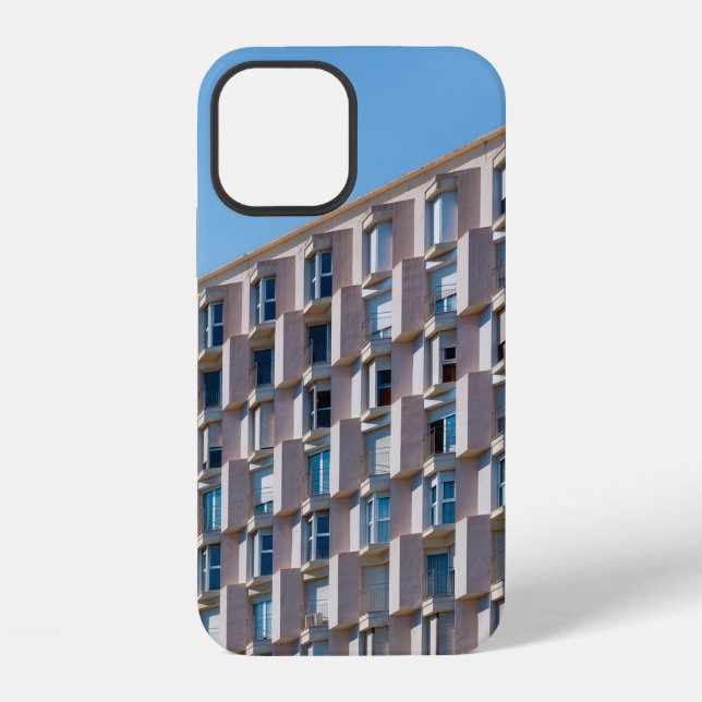 FUNDA PARA iPhone FOTO DE ÁNGULO BAJO DE EDIFICIO DE CONCRETO GRIS (Reverso )