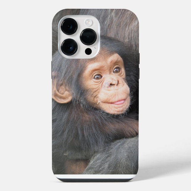 Funda Para iPhone Foto de chimpancé de bebé lindo (Reverso )