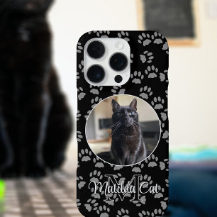 Funda Para iPhone 16 Pro Foto de gato con estampado de huella personalizada