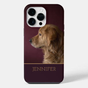 Funda Para iPhone 14 Pro Max Foto de mascota de perro Retriever Dorado Nombre P