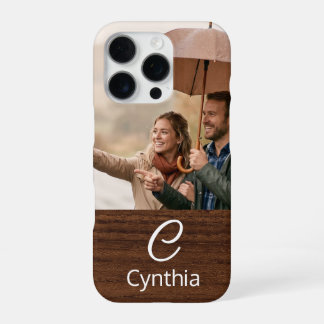 Funda Para iPhone 16 Pro Foto de Monograma en Madera Personalizada