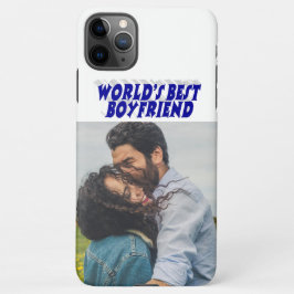 Funda Para iPhone 11Pro Max Foto de novio con texto azul estuche para iPhone