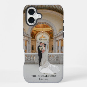 Funda Para iPhone 16 Plus Foto de pareja personalizada con nombre y año de b