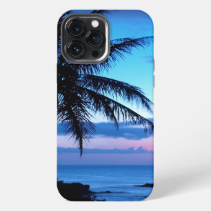 Funda Para iPhone 13 Pro Max Foto de puesta de sol rosa azul en la playa de una