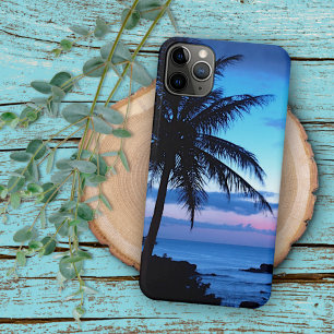 Funda Para iPhone 16 Pro Max Foto de puesta de sol rosa azul en la playa de una