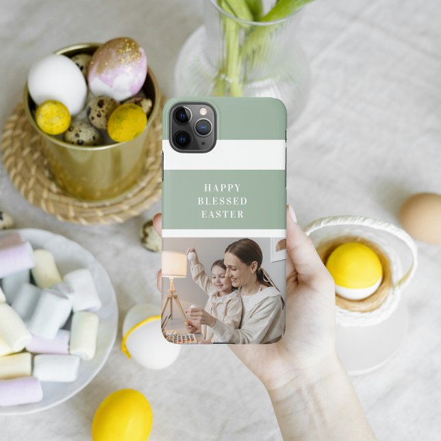 Funda Para iPhone Foto de Trendy Family | Green Happy Blessed Easter (Subido por el creador)