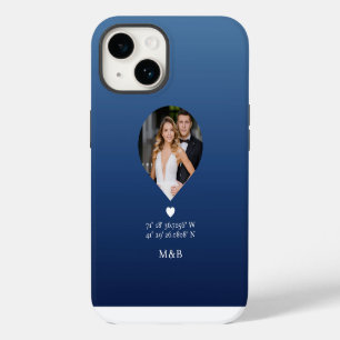 Funda Para iPhone 14 Foto Monograma Coordenadas Corazón Romántico Moder