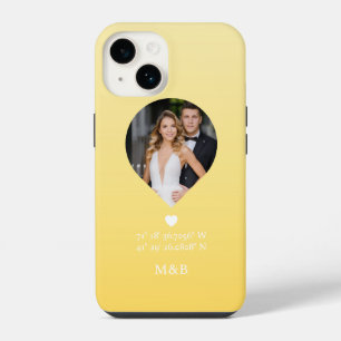 Funda Para iPhone 14 Foto Monograma Corazón Romántico Coordenadas Moder