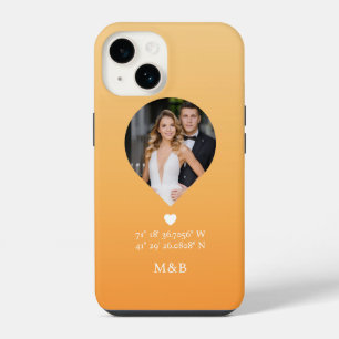 Funda Para iPhone 14 Foto Monograma Romántico Corazón Coordina Moderno