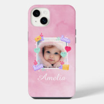 Foto personalizada del bebé - amor, besos y corazo