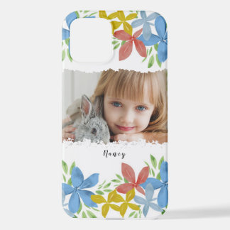 Funda Para iPhone 12 Foto personalizada Elegante acuarela Floral iPhon