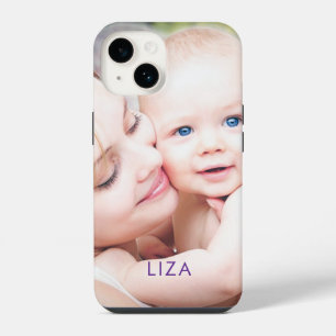 Funda Para iPhone 14 Foto Personalizada Nombre Personalizado Simple Mod