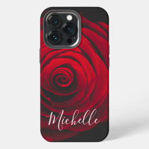 Funda Para iPhone 13 Pro Fotografía de la cosecha de rosa rojo monograma pe