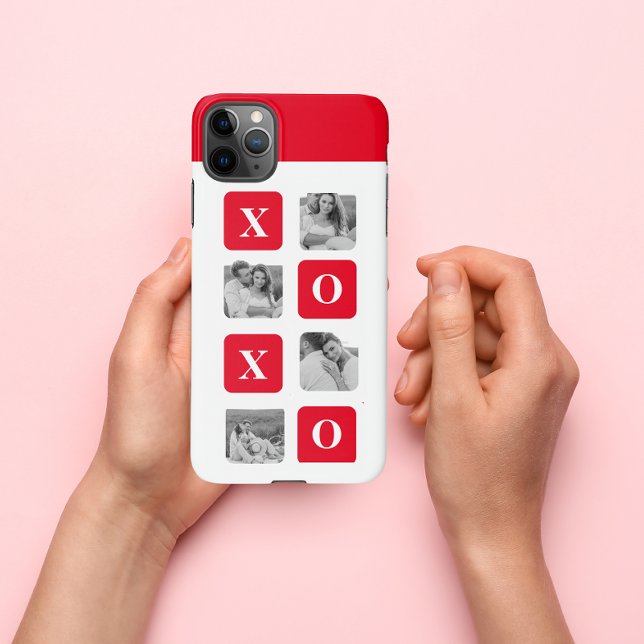 Funda Para iPhone Fotografía de Pareja Collage moderna y XOXO Rojo (Subido por el creador)
