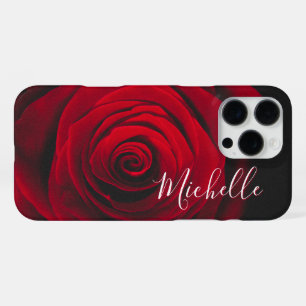 Funda Para iPhone 16 Pro Max Fotografía vintage de rosa roja con monograma pers