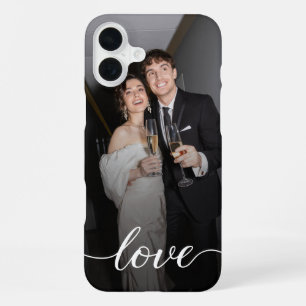 Funda Para iPhone 16 Plus Fotos de pareja con guión de amor personalizado