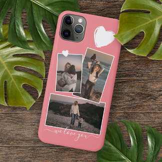 Funda Para iPhone 11Pro Max Fotos Divertidas Y Corazón En El Rubor Peach Rojo 