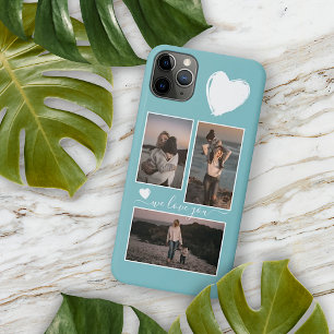 Funda Para iPhone 16 Pro Max Fotos y corazón en azul turquesa claro