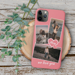 Funda Para iPhone 16 Pro Max Fotos y corazón en rubor de melocotón rojo coral r