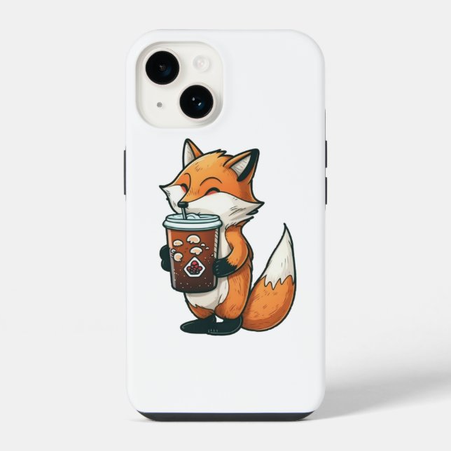 Funda Para iPhone Fox con una taza (Reverso )