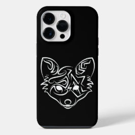 Funda Para iPhone 14 Pro Max Fox tribal negra y blanca