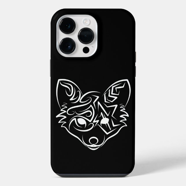 Funda Para iPhone Fox tribal negra y blanca (Reverso )