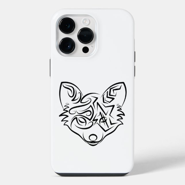 Funda Para iPhone Fox tribal negra y blanca (Reverso )